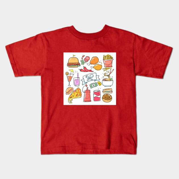 Fast Food pattern Kids T-Shirt by Cheebies